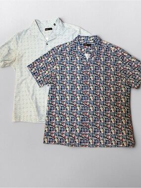 Quieti 4 Way Stretch Short Sleeve Performance Bundle Mens L Floral Blue Coastal